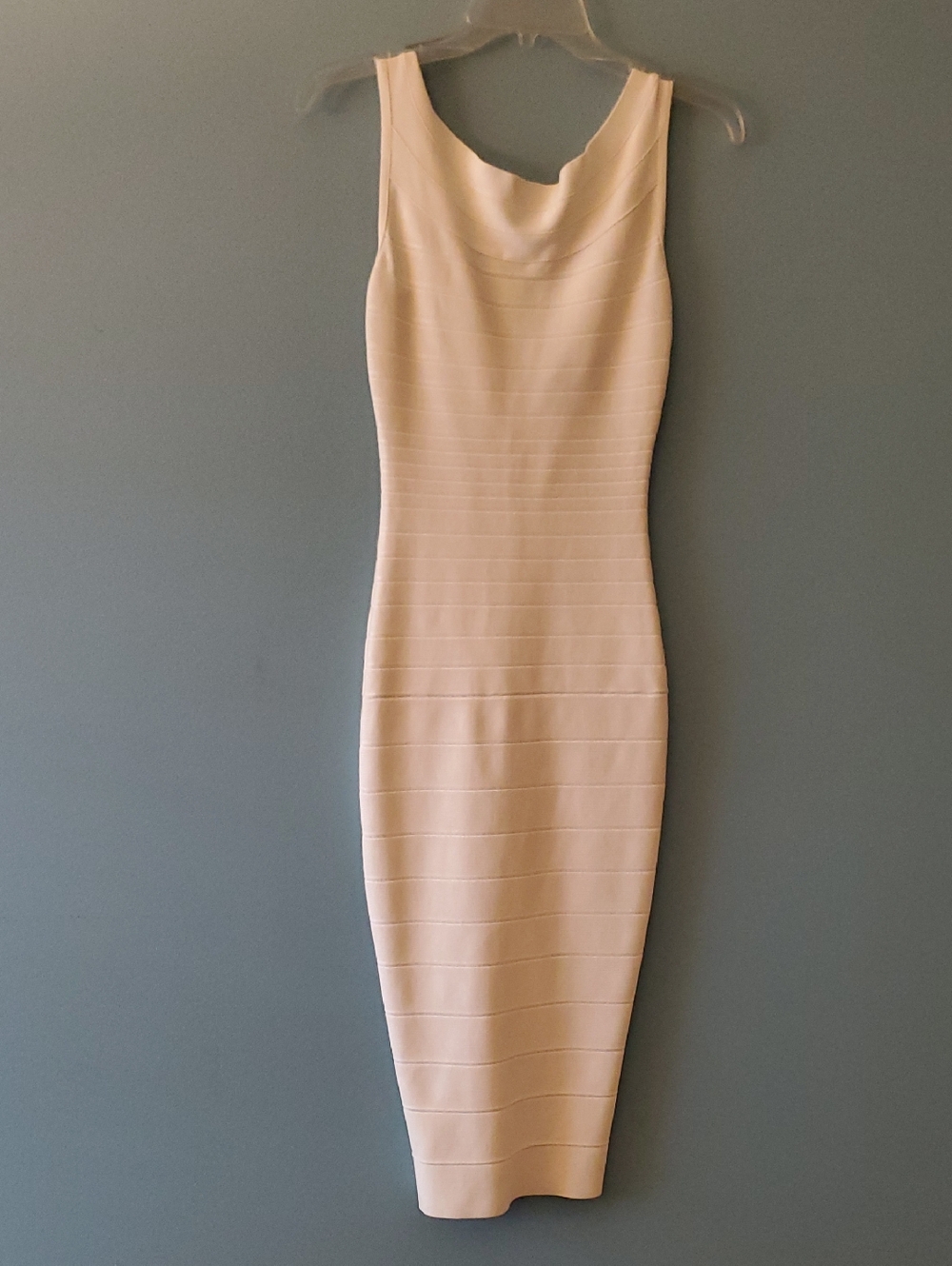 Herve Leger Cream Sleeveless Bandage Midi Dress